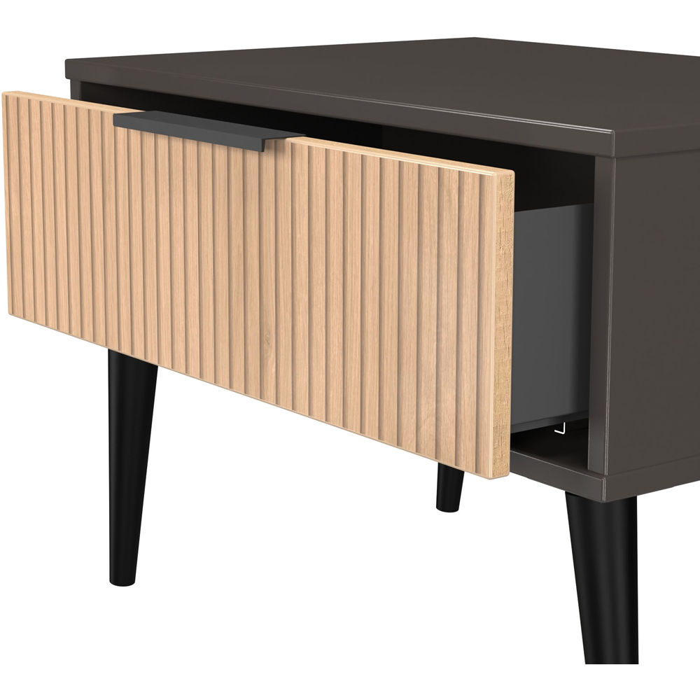 Crowndale Hong Kong Single Drawer Slatt Effect and Graphite Wide Side Table Ready Assembled Image 6