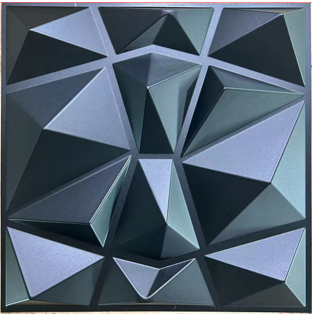 Britwall 3D Black Faceted Diamond PVC Wall Panel 500 x 500 x 1mm 4 Pack Image 2