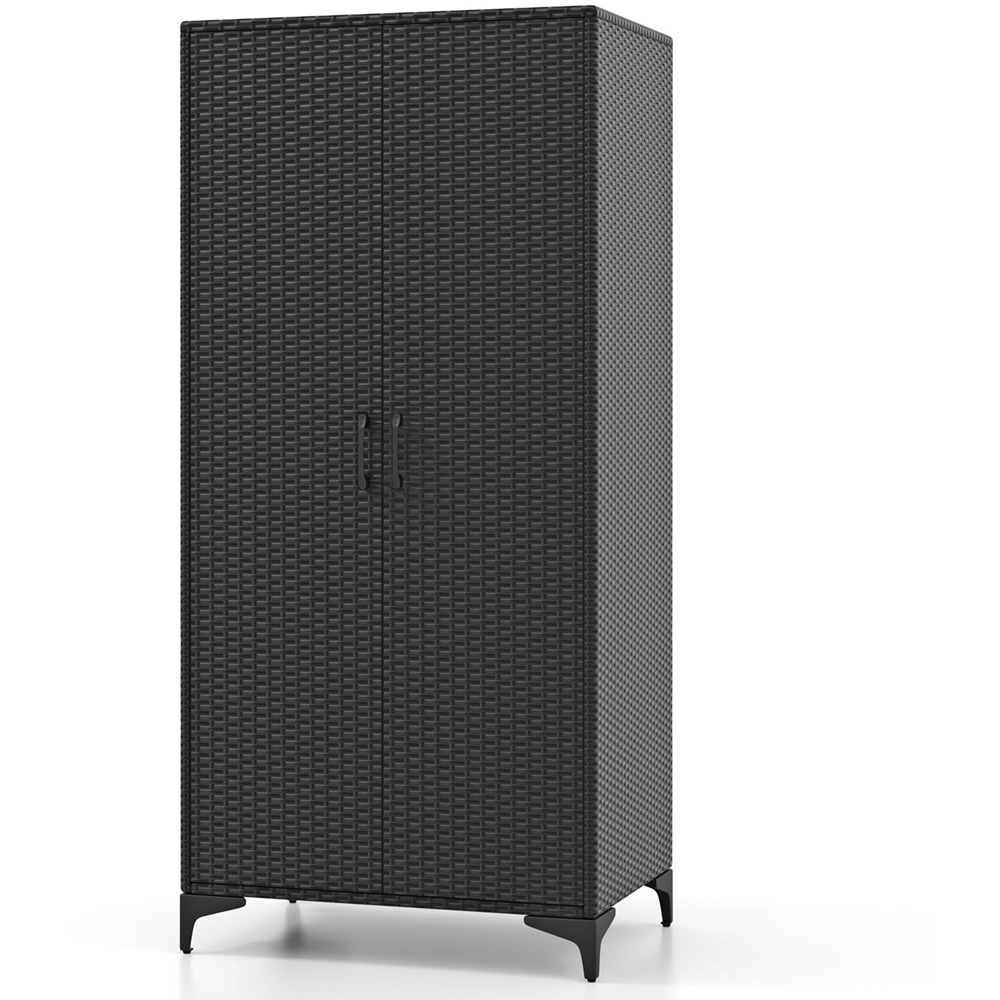 Costway 4 Storage Cube Black Rattan Wardrobe Armoire Closet Image 2