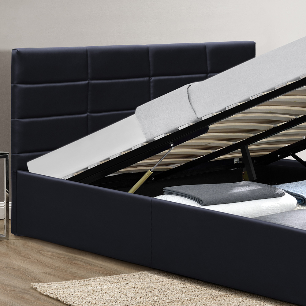 Brooklyn Double Black Faux Leather Ottoman Storage Bed Image 2