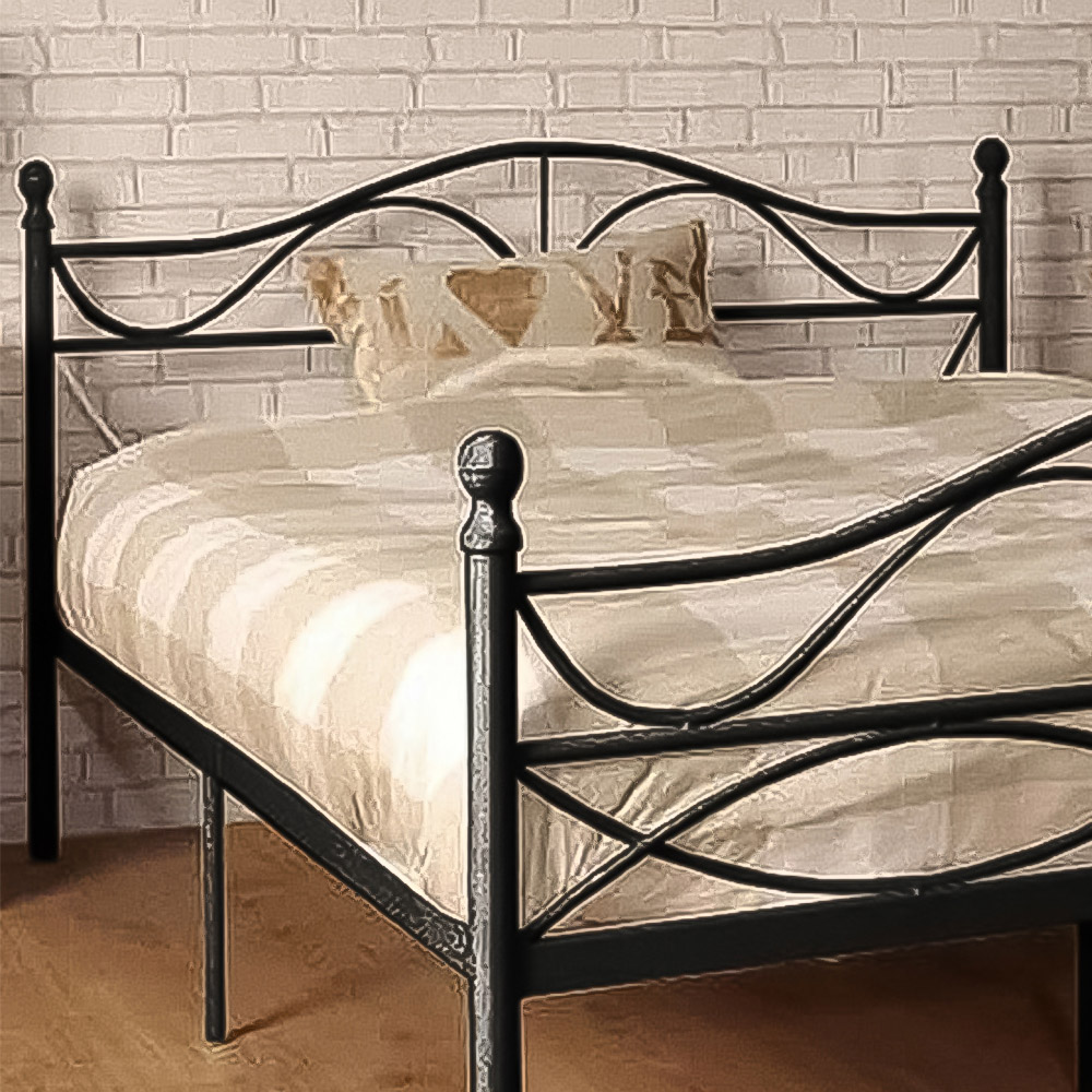 Brooklyn Single Black Scroll Effect Metal Bed Frame Image 2