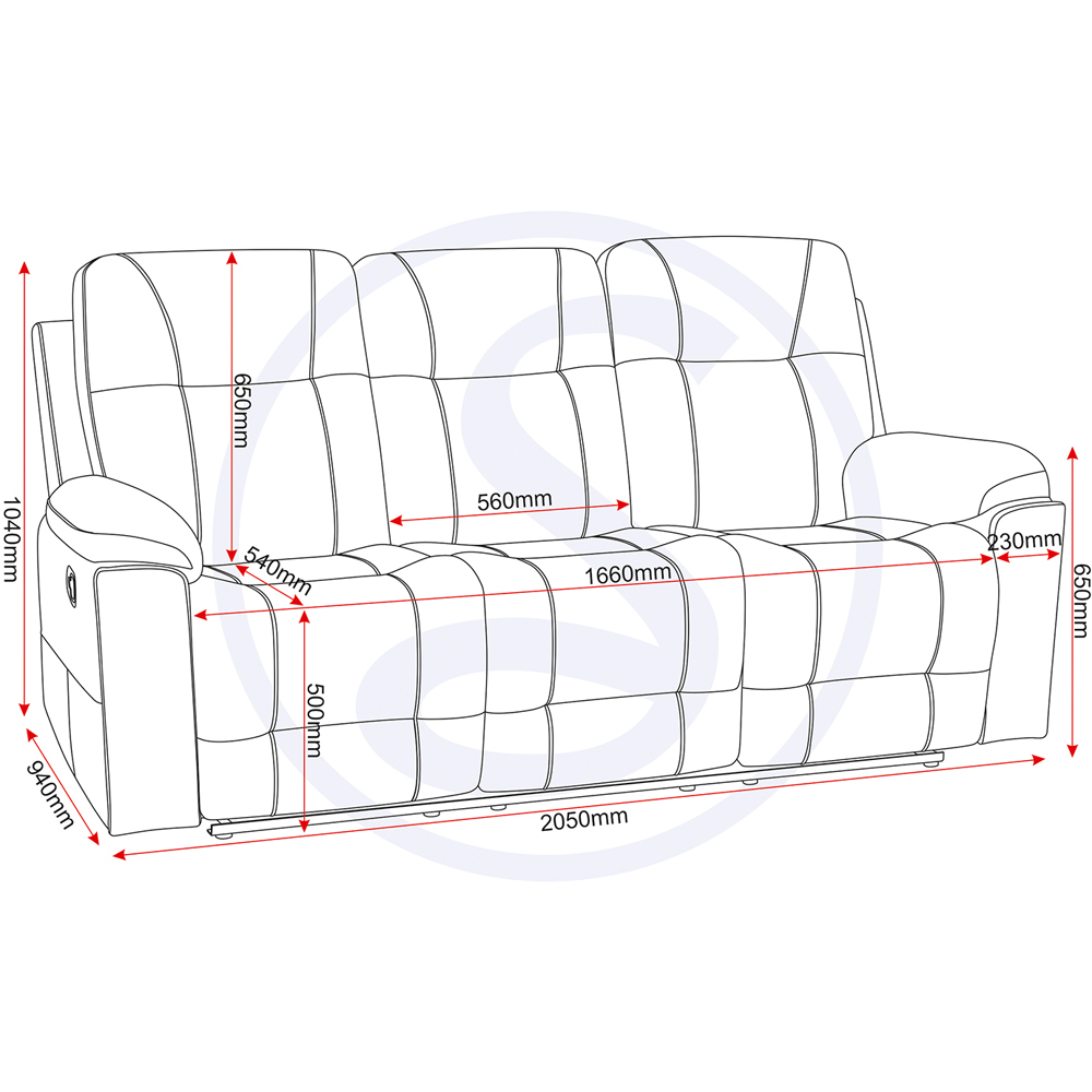 Seconique Guildford 5 Seater Recliner Grey Fabric Sofa Set Image 8