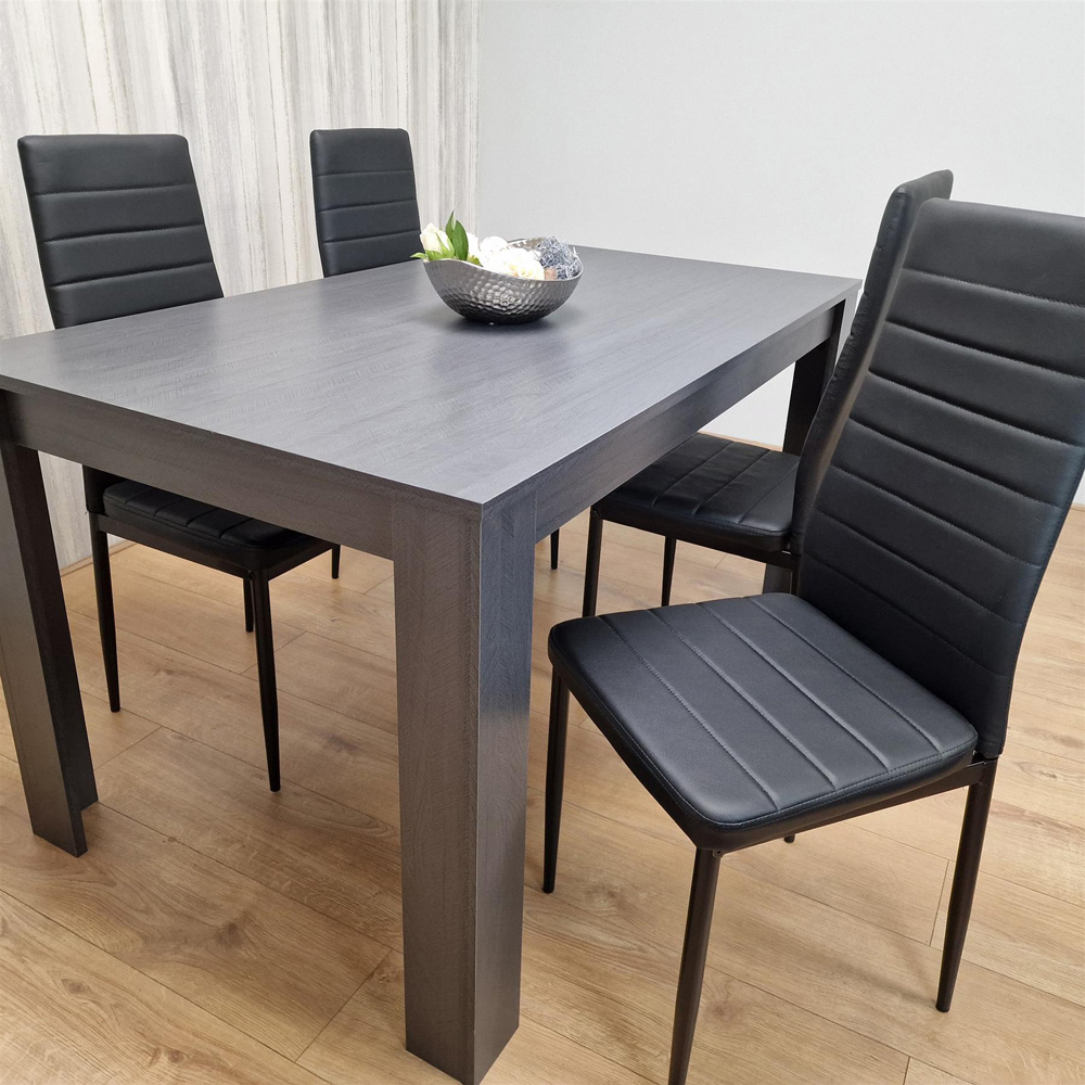 Kosy Koala 4 Seater Faux Leather Arrow Design Dining Set Black and Dark Grey Image 5