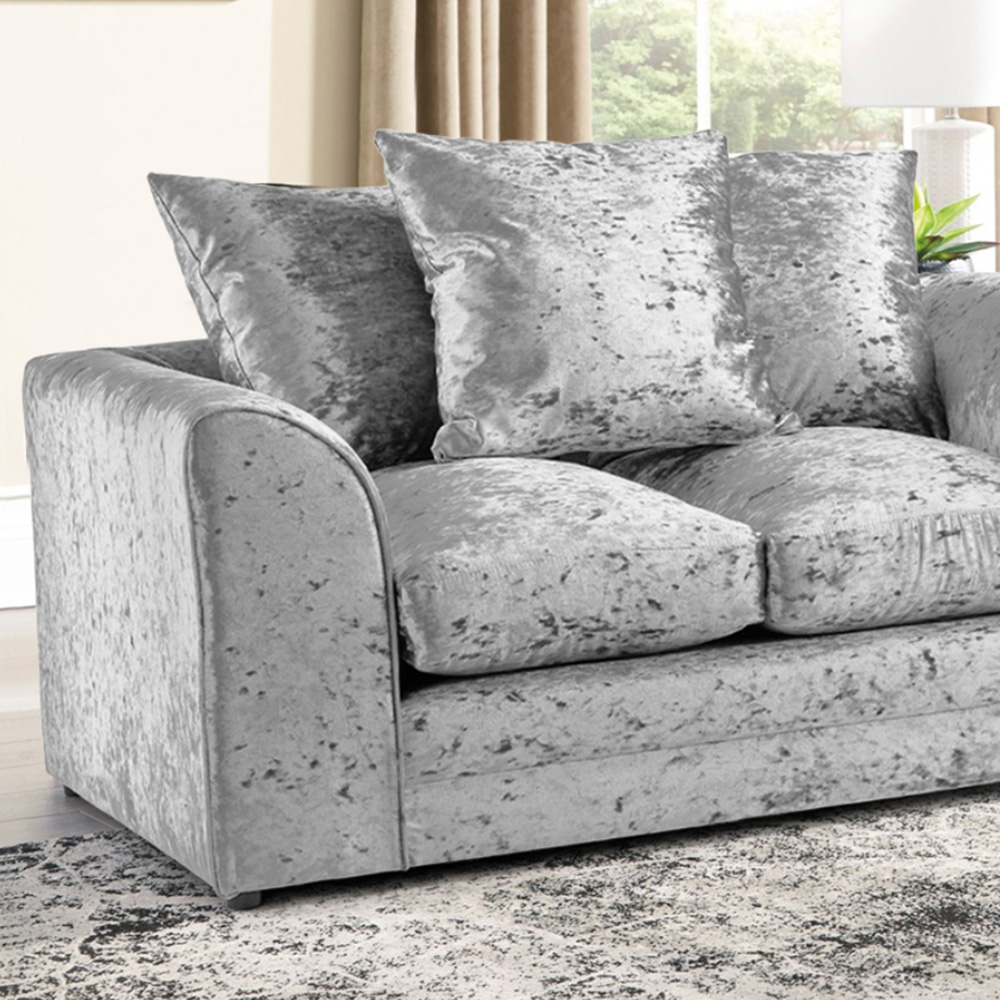 Portland Mirana Modern 2 Seater Silver Crush Velvet Sofa Image 2