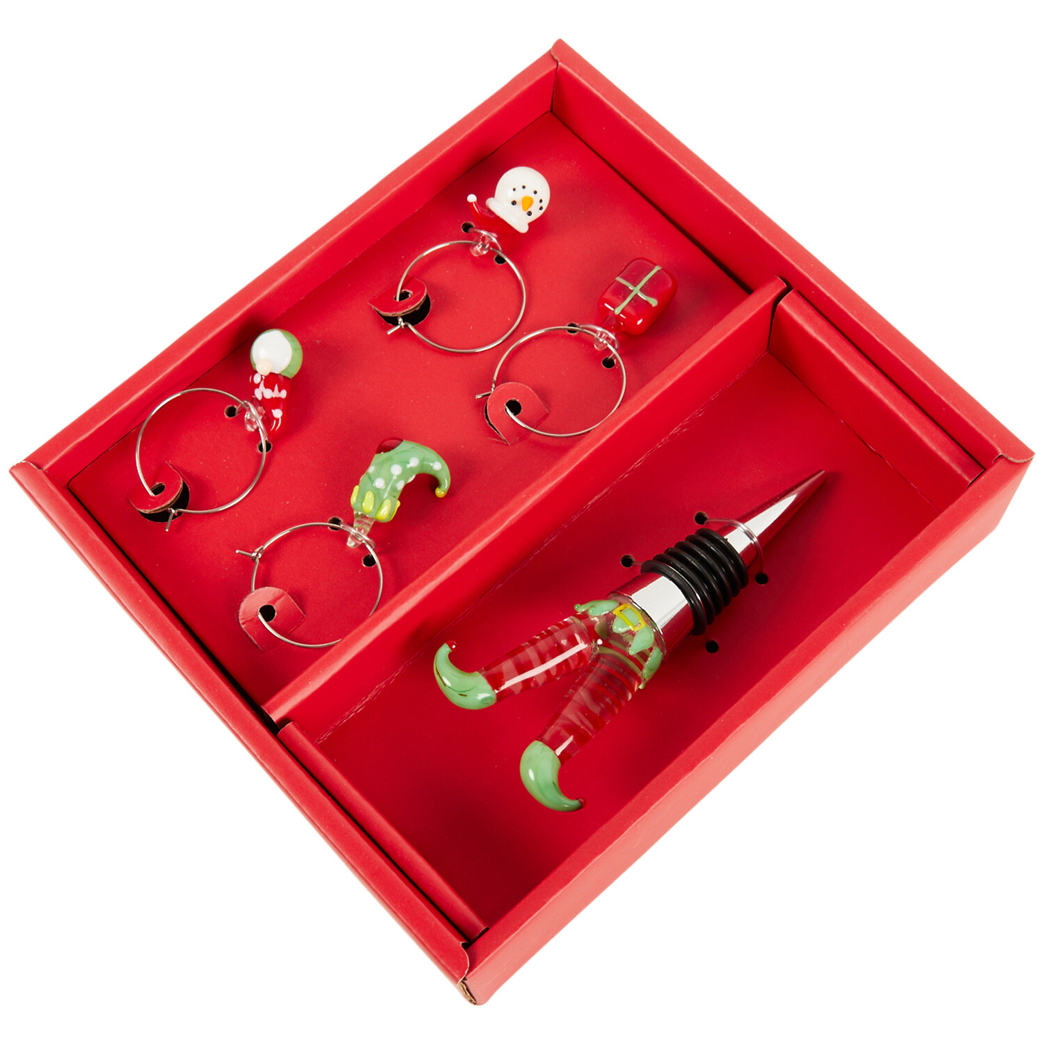 Christmas Wine Stopper and Charms Set - Red Image 5