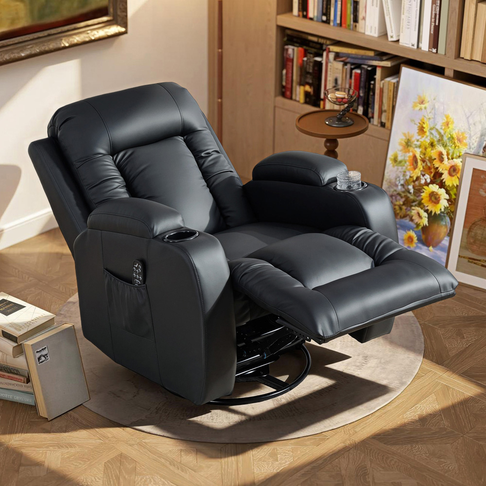 HOMCOM Black Massage and Heat Recliner Chair with 8-Point Vibration Image 4