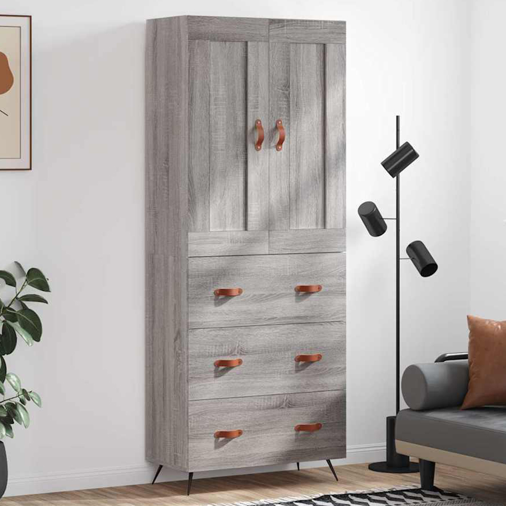vidaXL 2 Door 3 Drawer Grey Sonoma Highboard Image 1