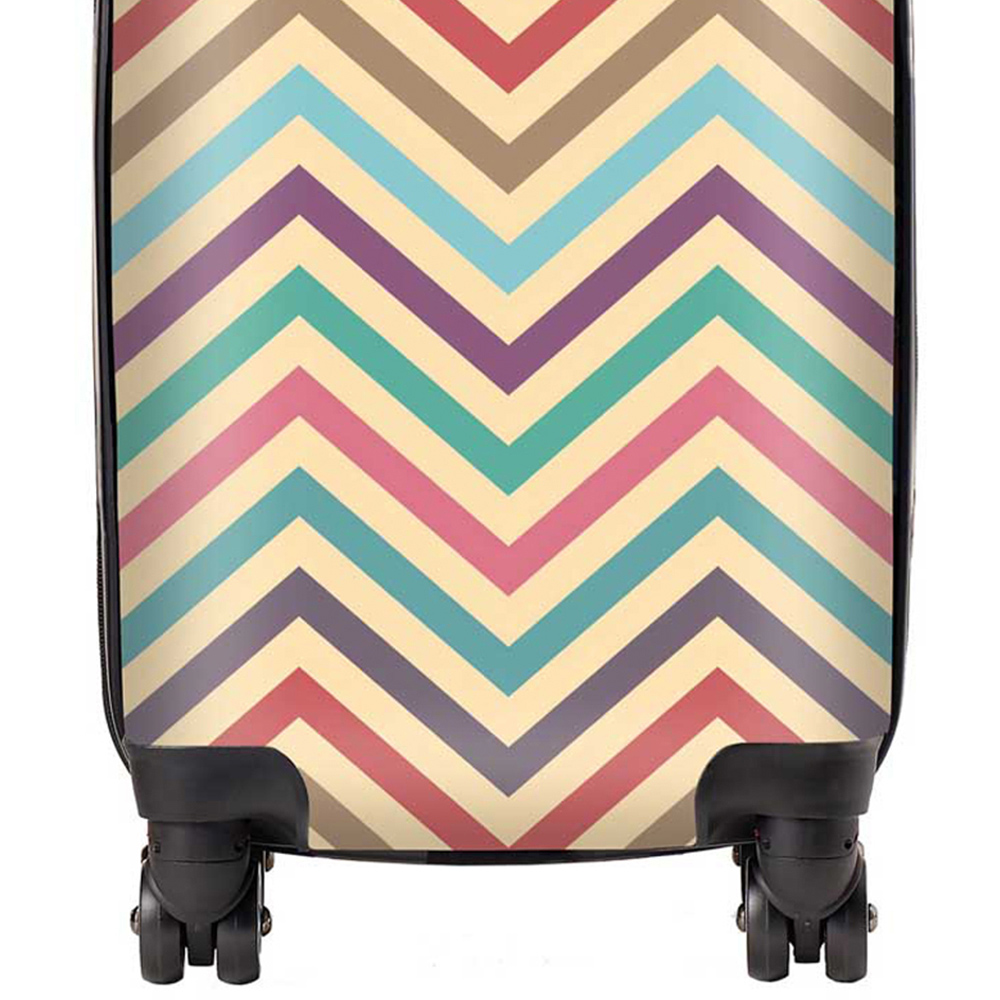Warren Reed Designer Small Geometric Vintage Coloured Chevron Pattern Suitcase Image 2