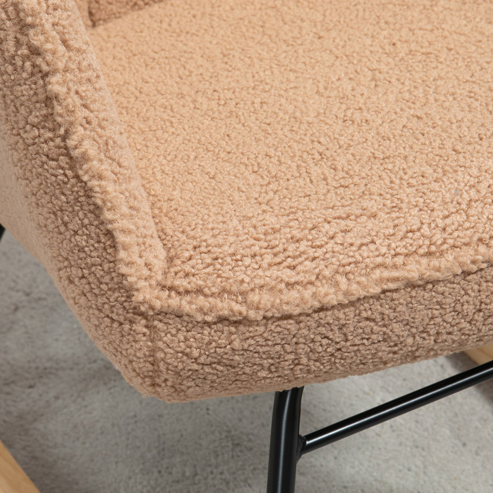 HOMCOM Light Brown Berber Fleece Wingback Rocking Chair Image 3