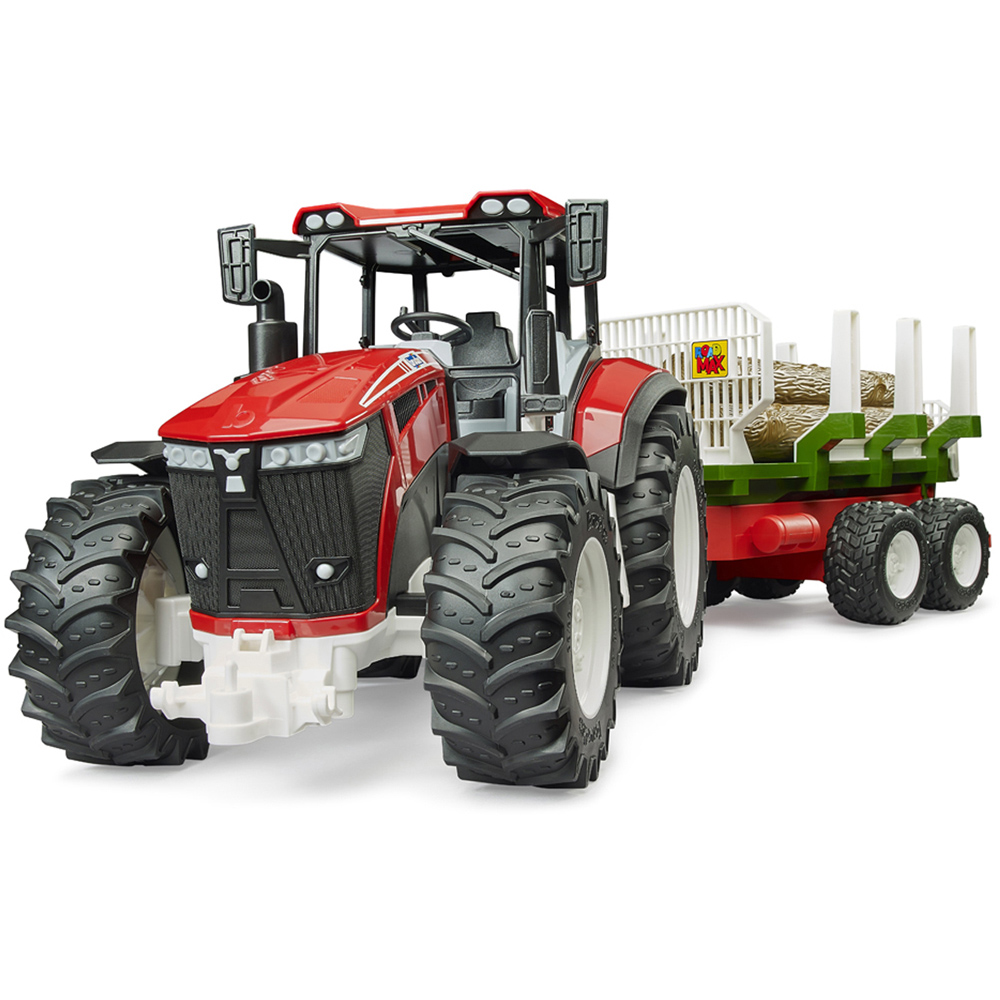Bruder Kids ROADMAX Tractor with Forestry Trailer and 3 Trunks Playset Model Image 4