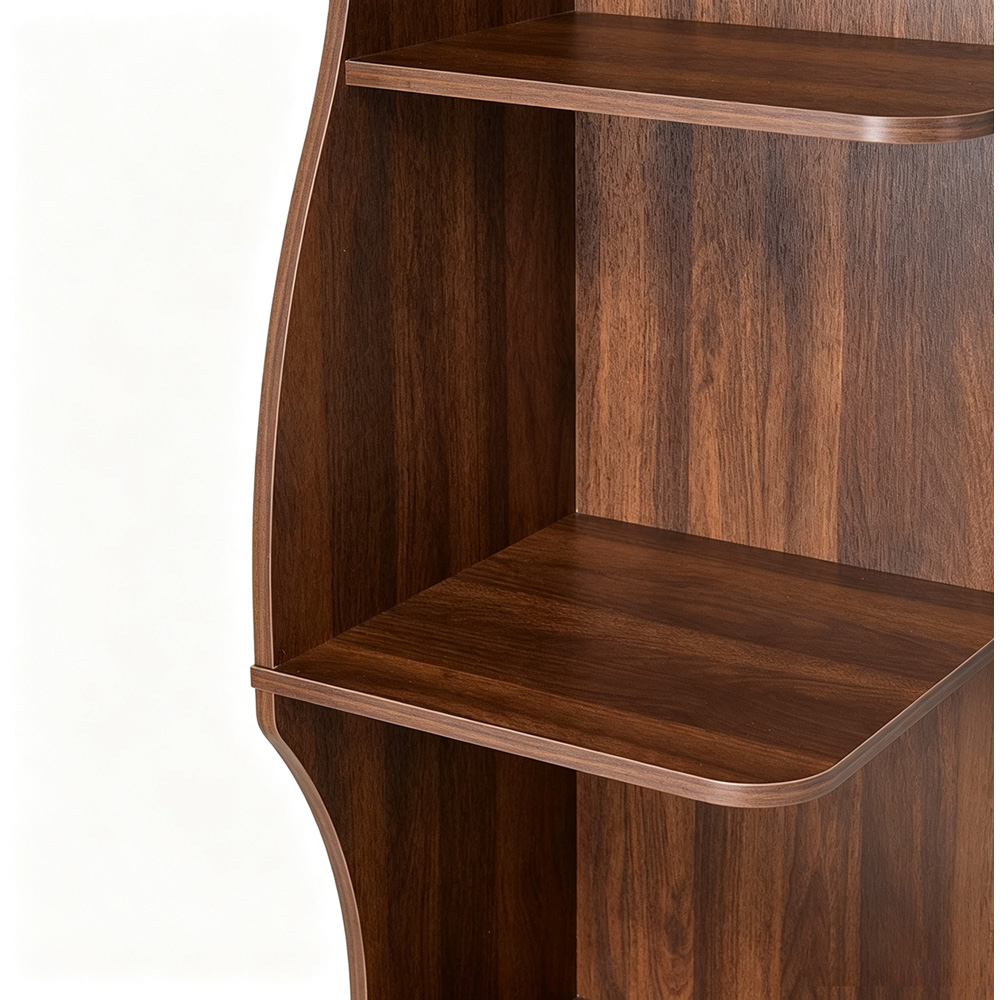 Living and Home 5-Tier Dark Brown Curved Corner Storage Shelf Image 3