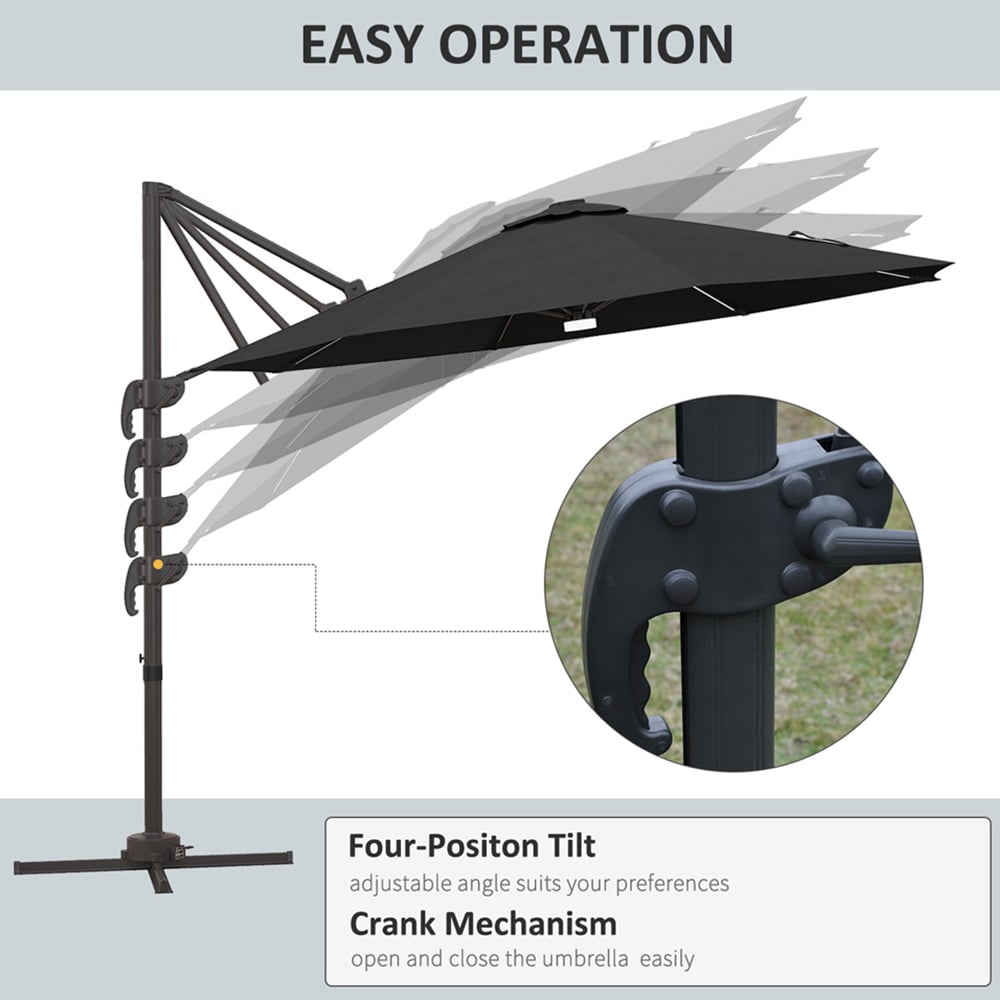 Outsunny Dark Grey Solar LED Cantilever Parasol 3m Image 5