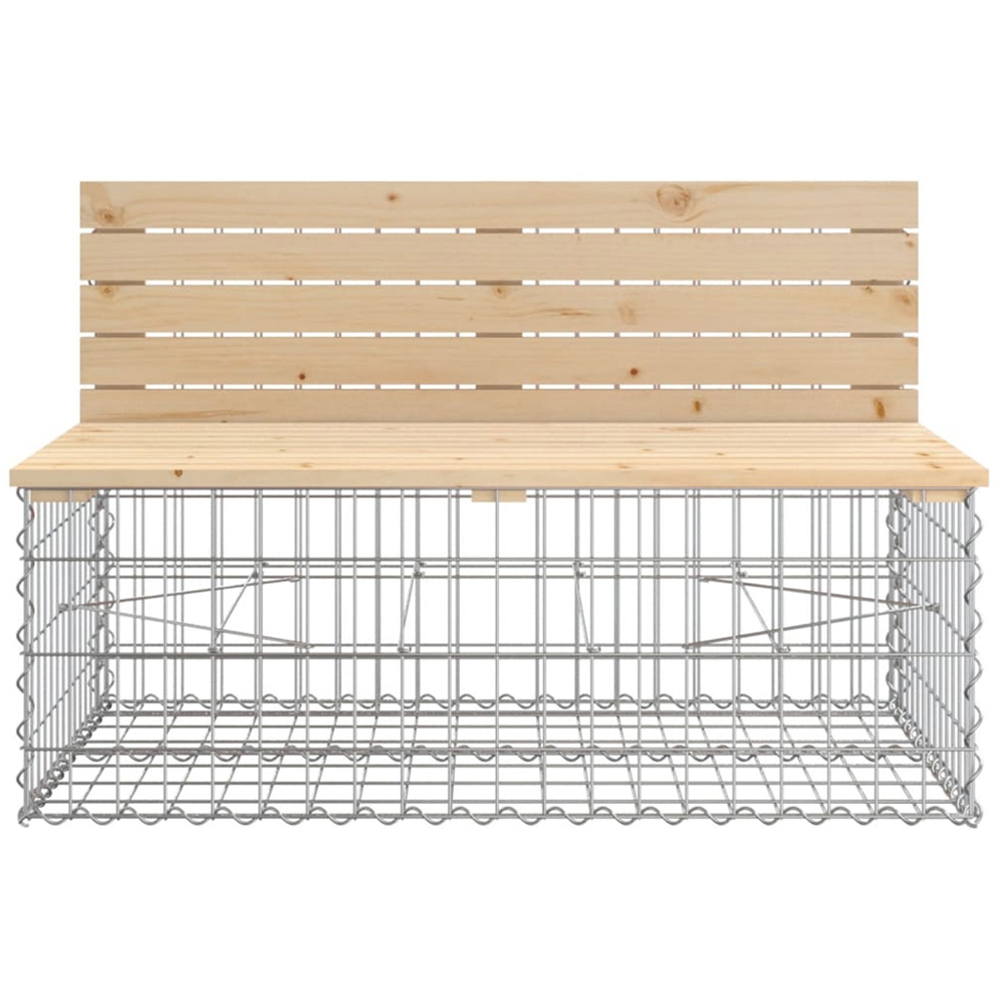 vidaXL 3 Seater Natural Solid Wood Pine Gabion Garden Bench Image 5
