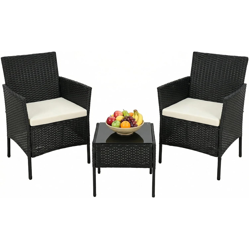 Alivio 2 Seater Black Rattan Patio Furniture Set Image 2