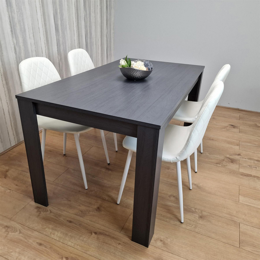 Kosy Koala 4 Seater Faux Leather Gem Pattern Dining Set Dark Grey and White Image 3