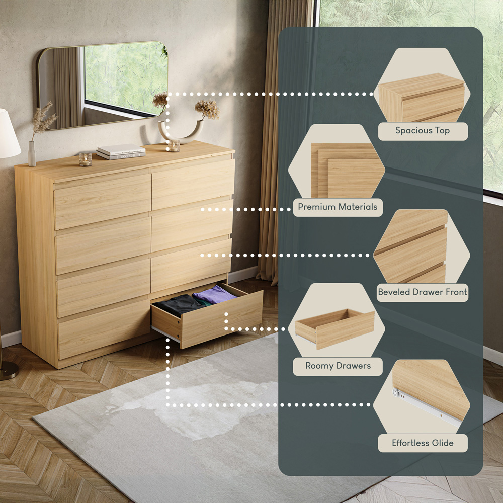 VIDA DESIGNS Denver 8 Drawer Pine Chest of Drawers Image 7