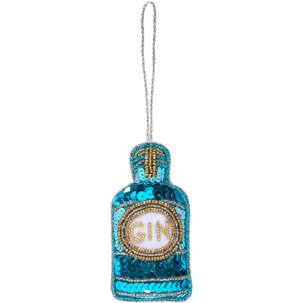 Beaded Gin Hanging Decoration - Blue Image 1
