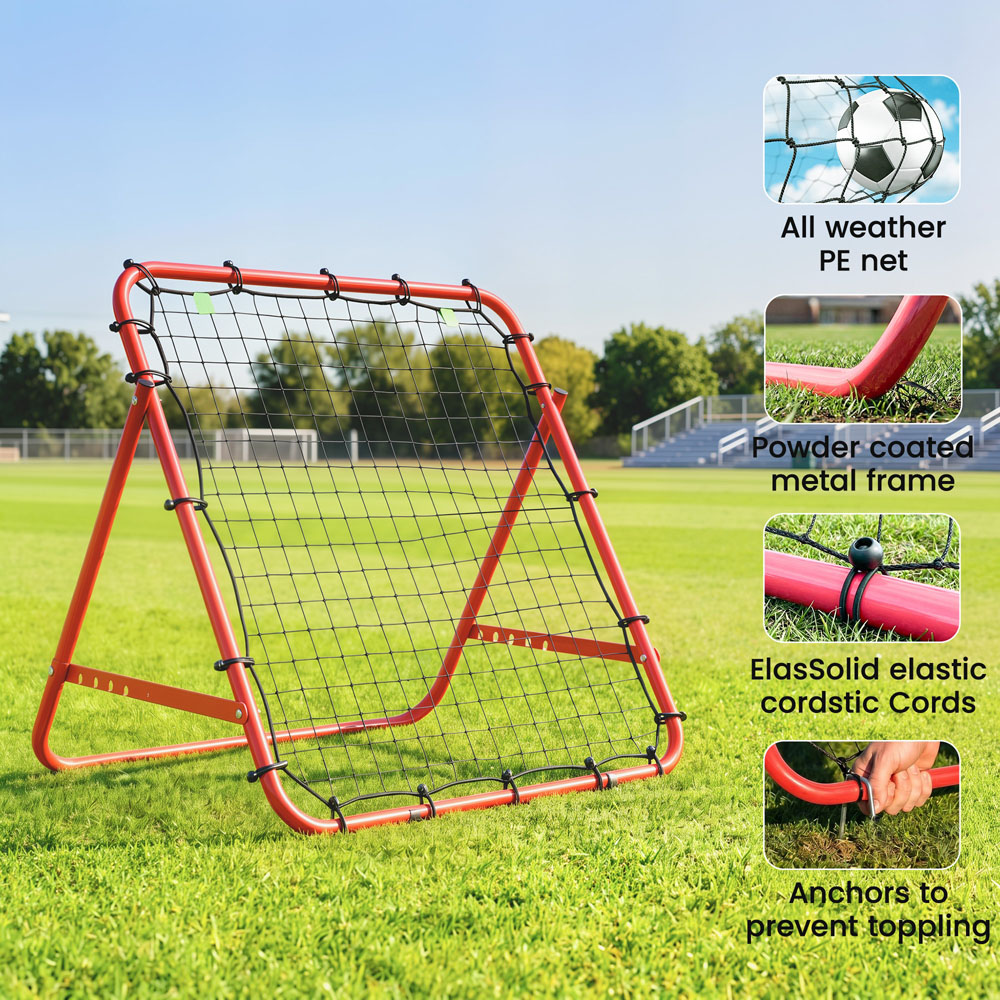 HOMCOM Adjustable Football Rebounder Net Training Aid Red Image 8