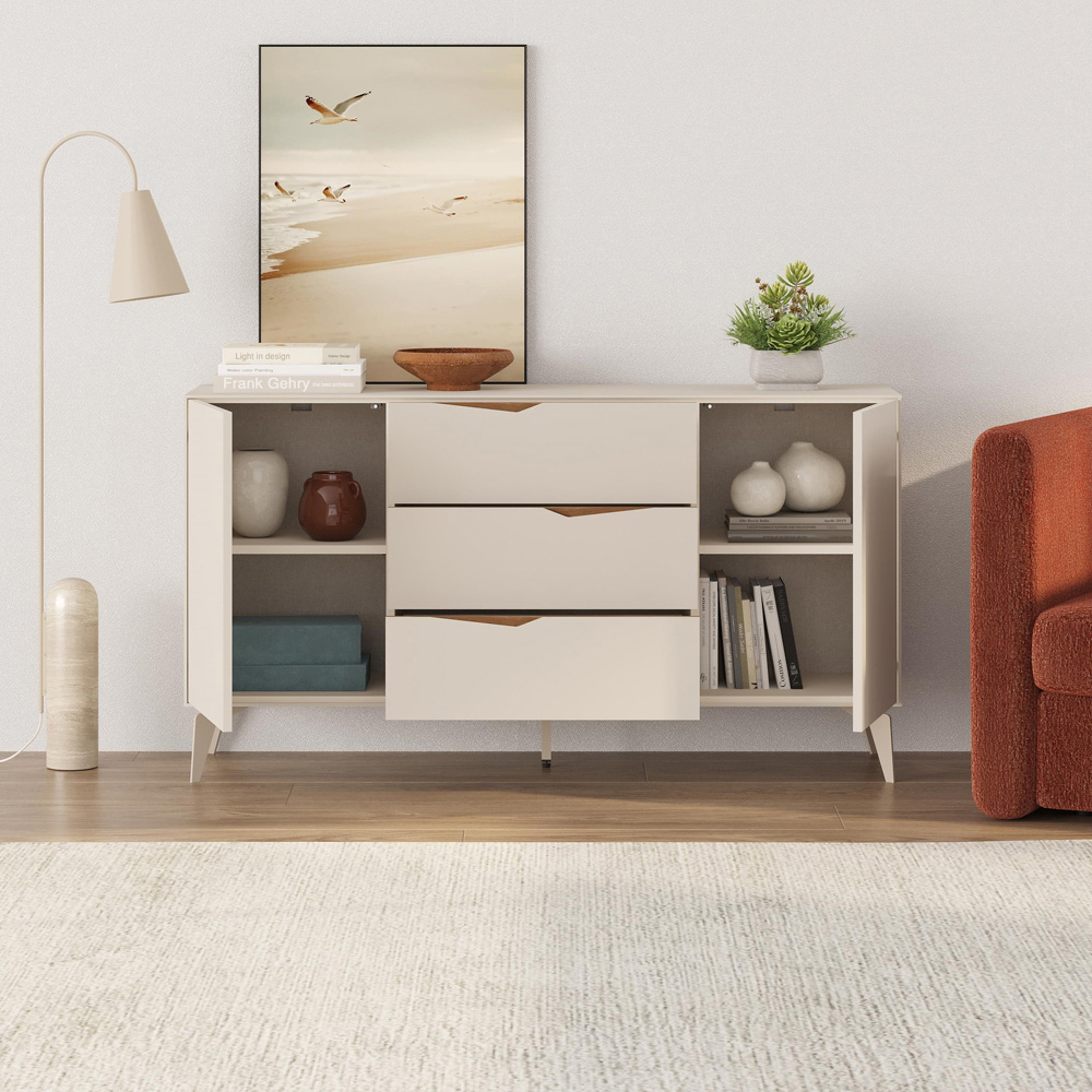 Decortie Jaden 2 Door 3 Drawer Sandstone Console Table Image 4