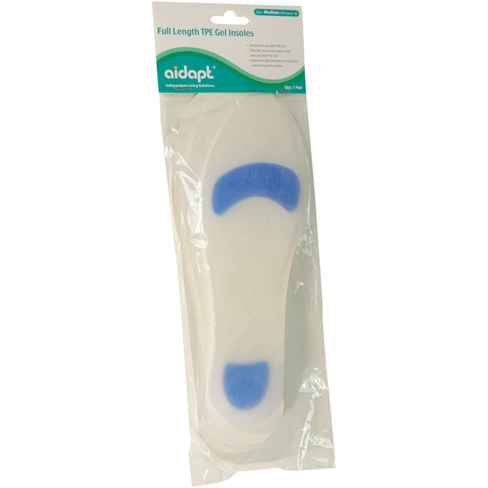 Aidapt Medium Full Length TPE Gel Insoles Pair Image 1