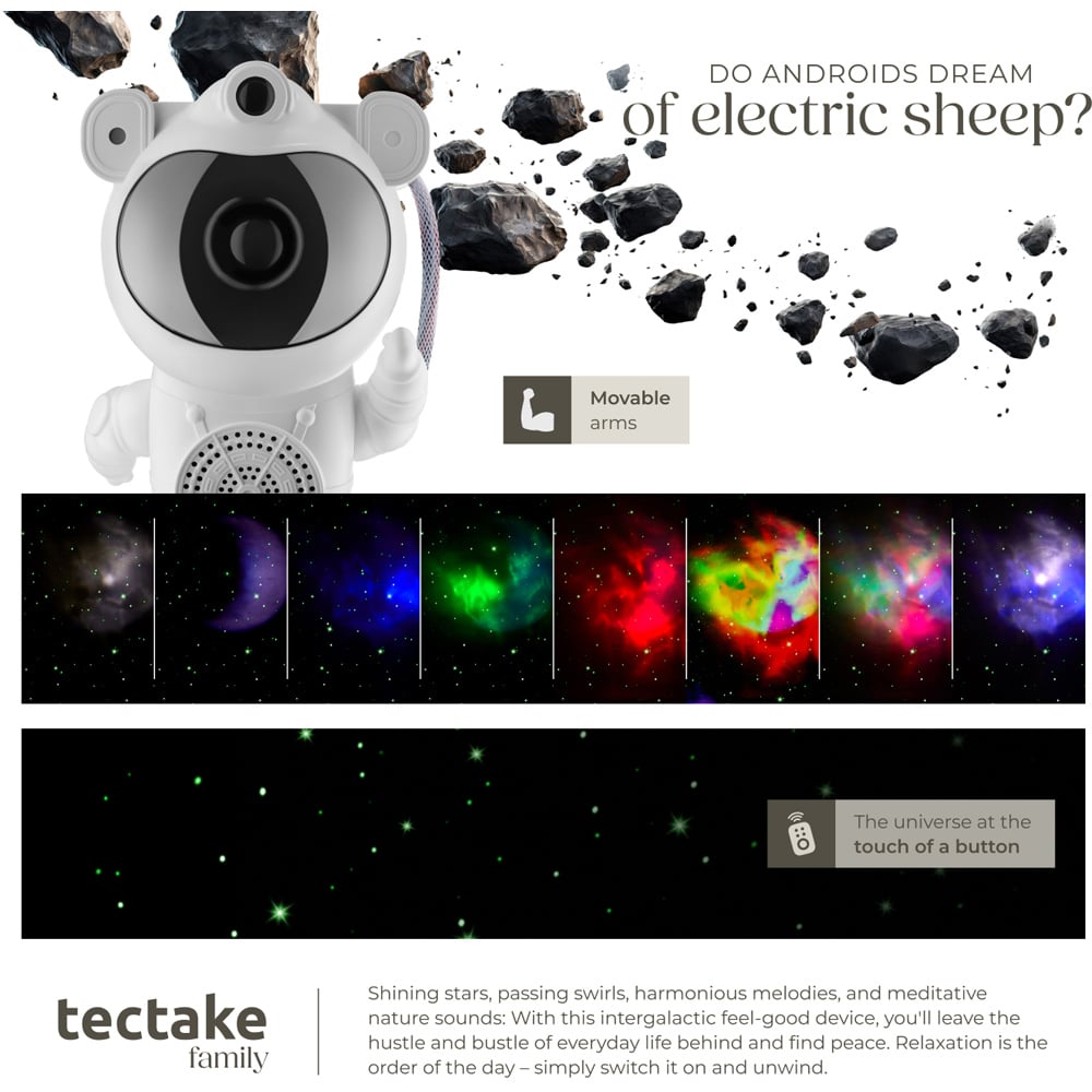 tectake White LED Starry Sky Projector Astronaut with Bluetooth and Remote Control Image 5