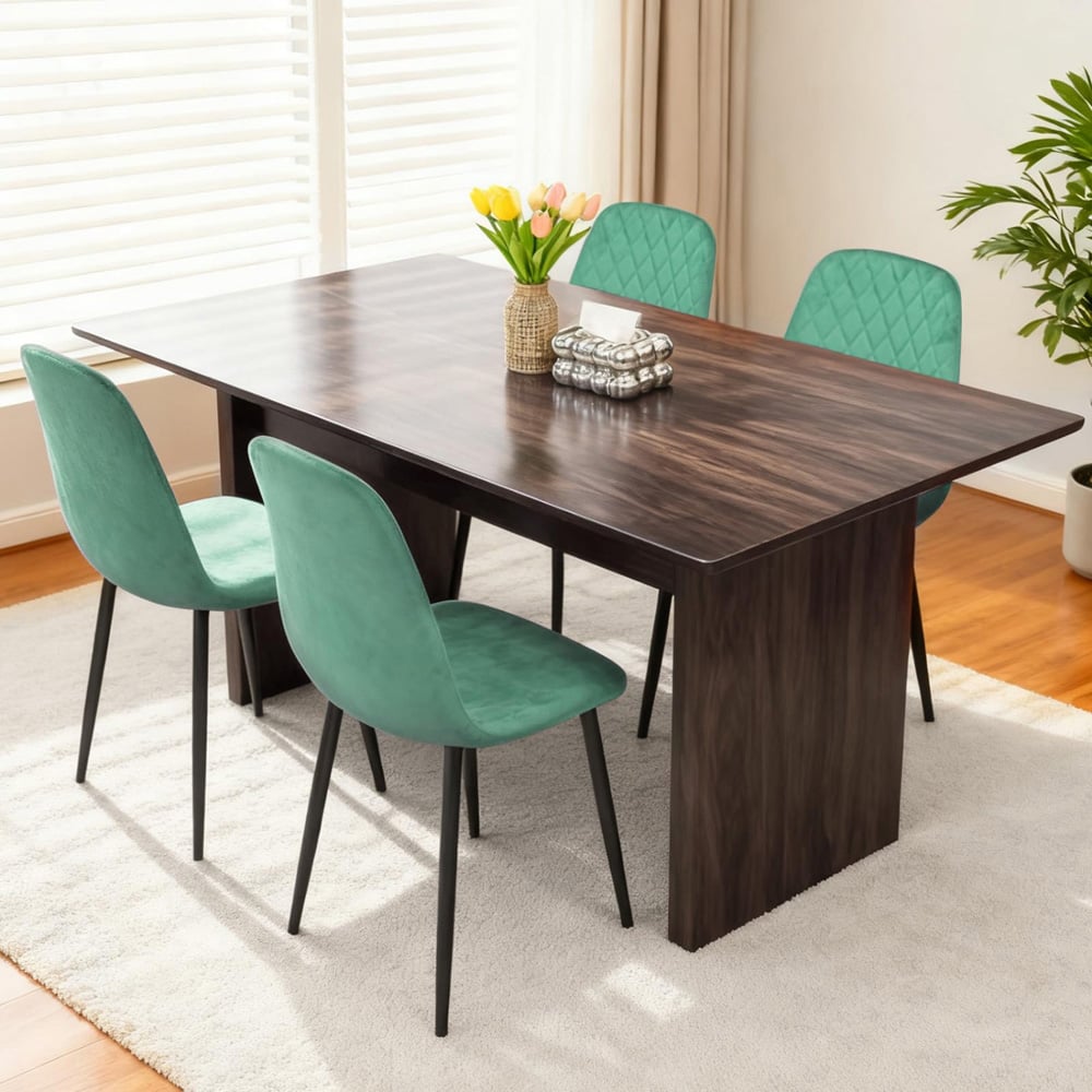 Alivio Set of 4 Green Velvet Dining Chair Image 2