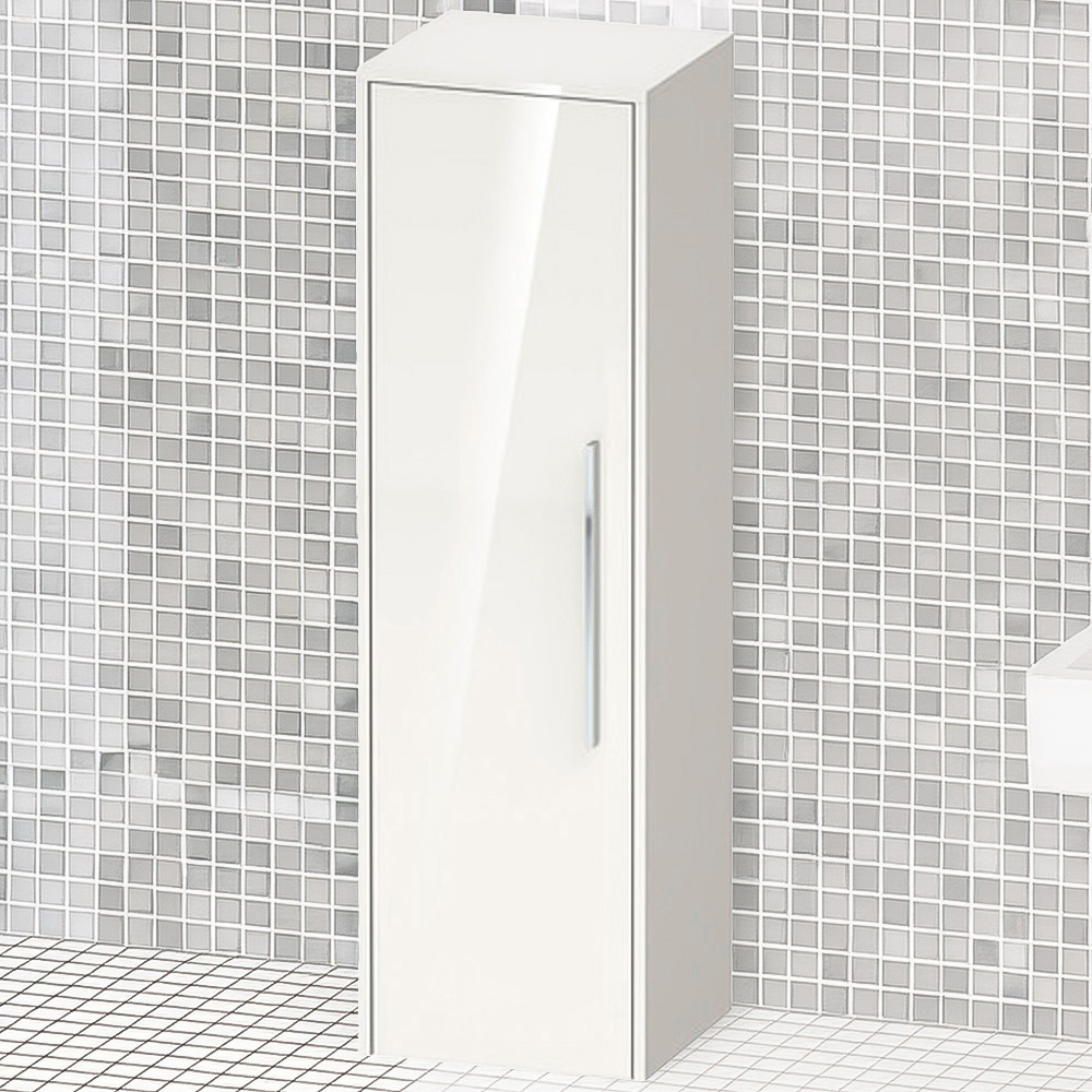 Duravit D-Code Single Left Door Gloss White Semi-Tall Cabinet 1320 x 400mm Image 1