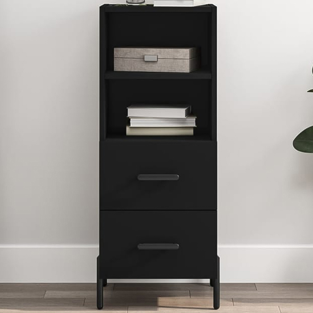 vidaXL 2 Drawer Single Shelf Black Oak Sideboard Image 1