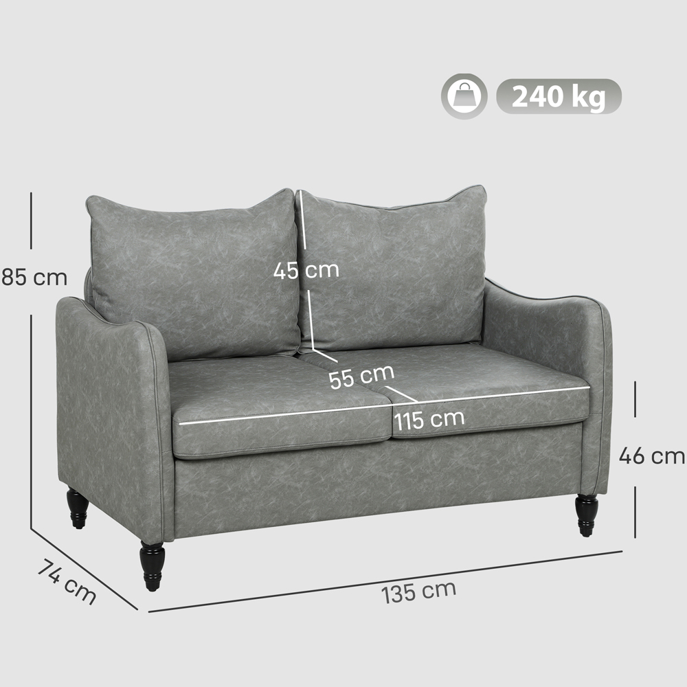 Portland 2 Seater Grey Modern Sofa Image 9