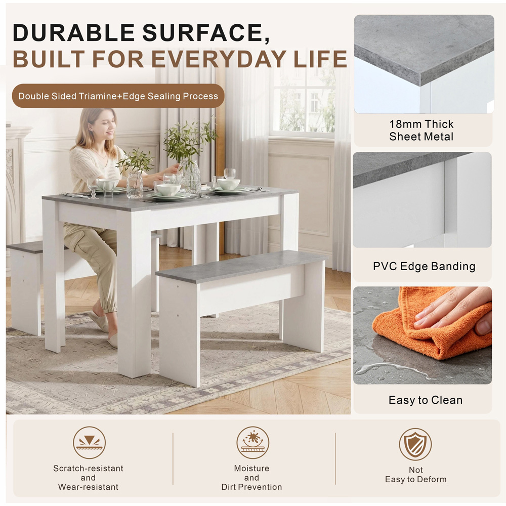 Abrihome 4 Seater Grey Dining Table Set Image 5