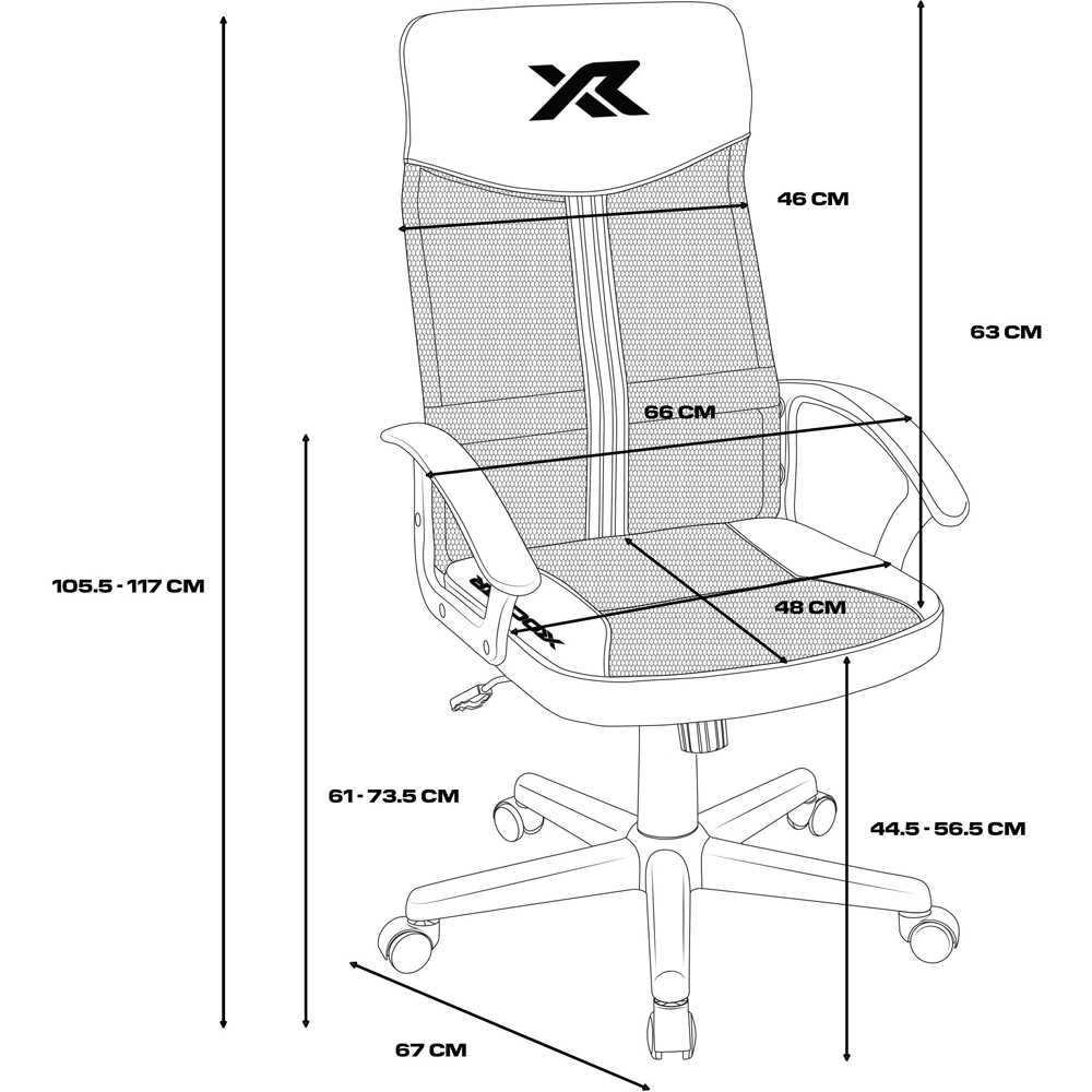 X Rocker Vanguard Mesh Height Adjustable Gaming Chair with Padded Headrest Image 8