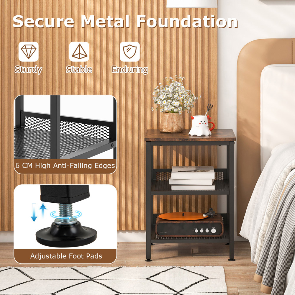 Costway 2 Shelf Coffee End Table with Adjustable Footpads Image 7