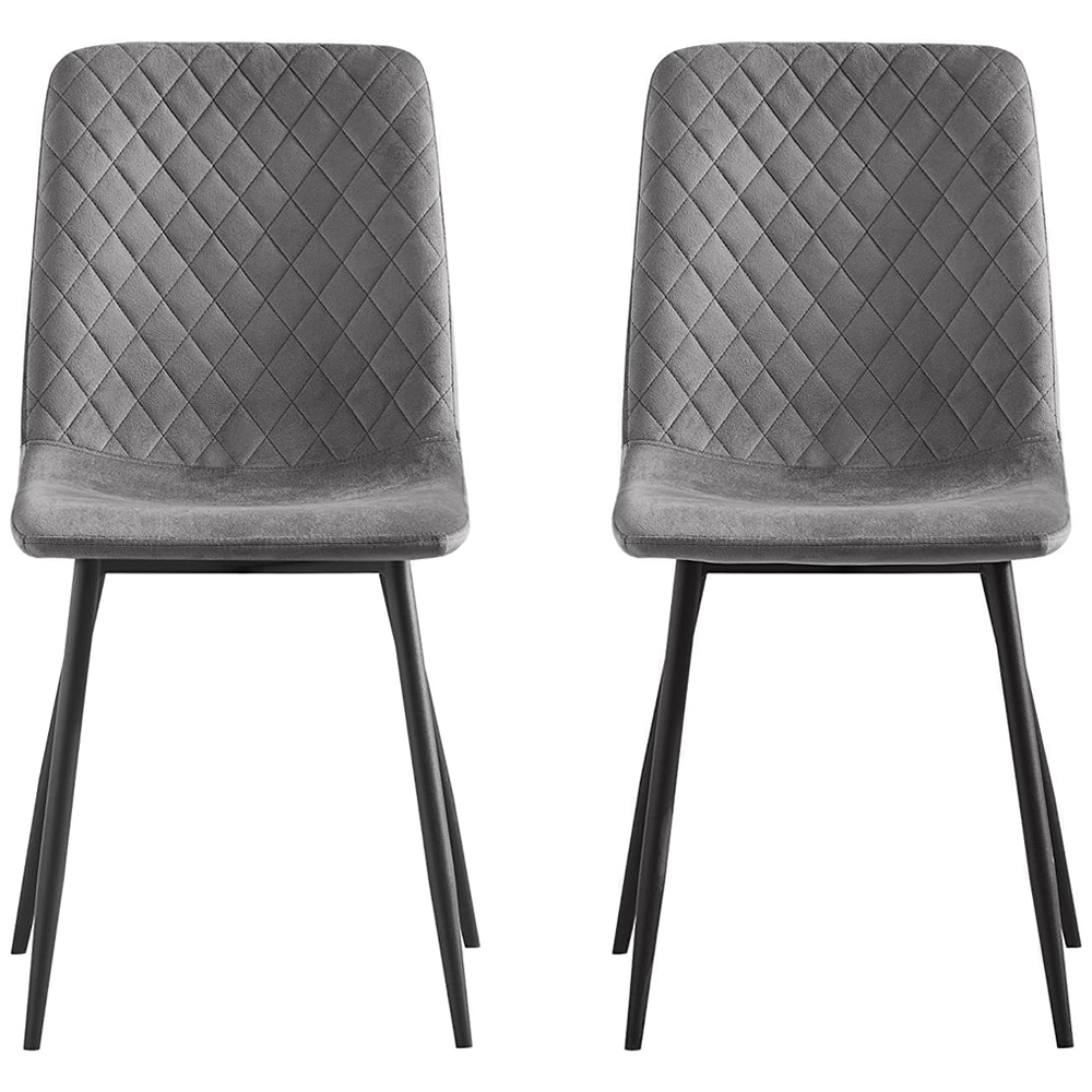 Lexi Set of 2 Grey Velvet Fabric Dining Chairs Image 3
