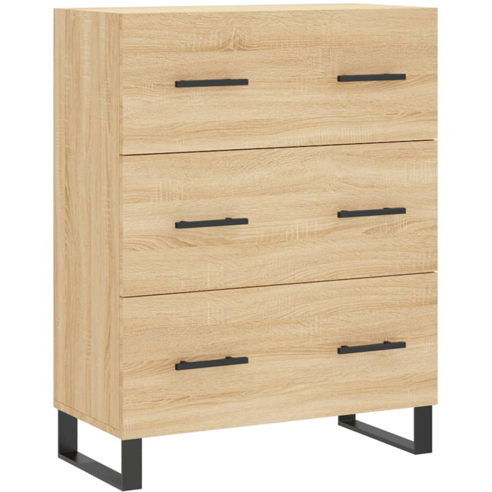vidaXL 3 Drawer 3 Open Shelf Sonoma Oak Highboard with Metal Legs Image 7