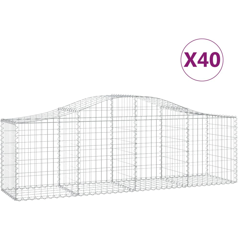 vidaXL Silver Galvanised Iron Arched Gabion Basket 60/80 x 200 x 50cm Image 3