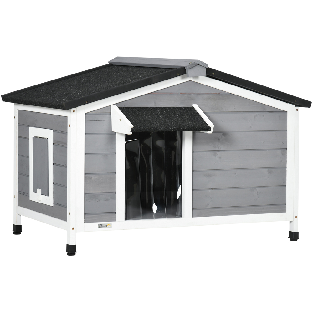 PawHut 65 x 72cm Grey Wooden Outdoor Dog Kennel Image 1