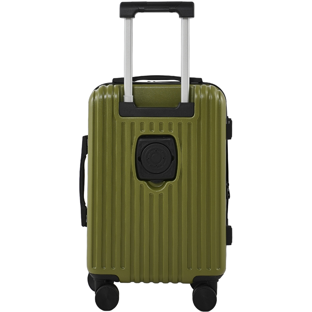 H&O Direct Green Hard Shell Suitcase with Front Pocket Cup Holder and USB Port 20 inch Image 4
