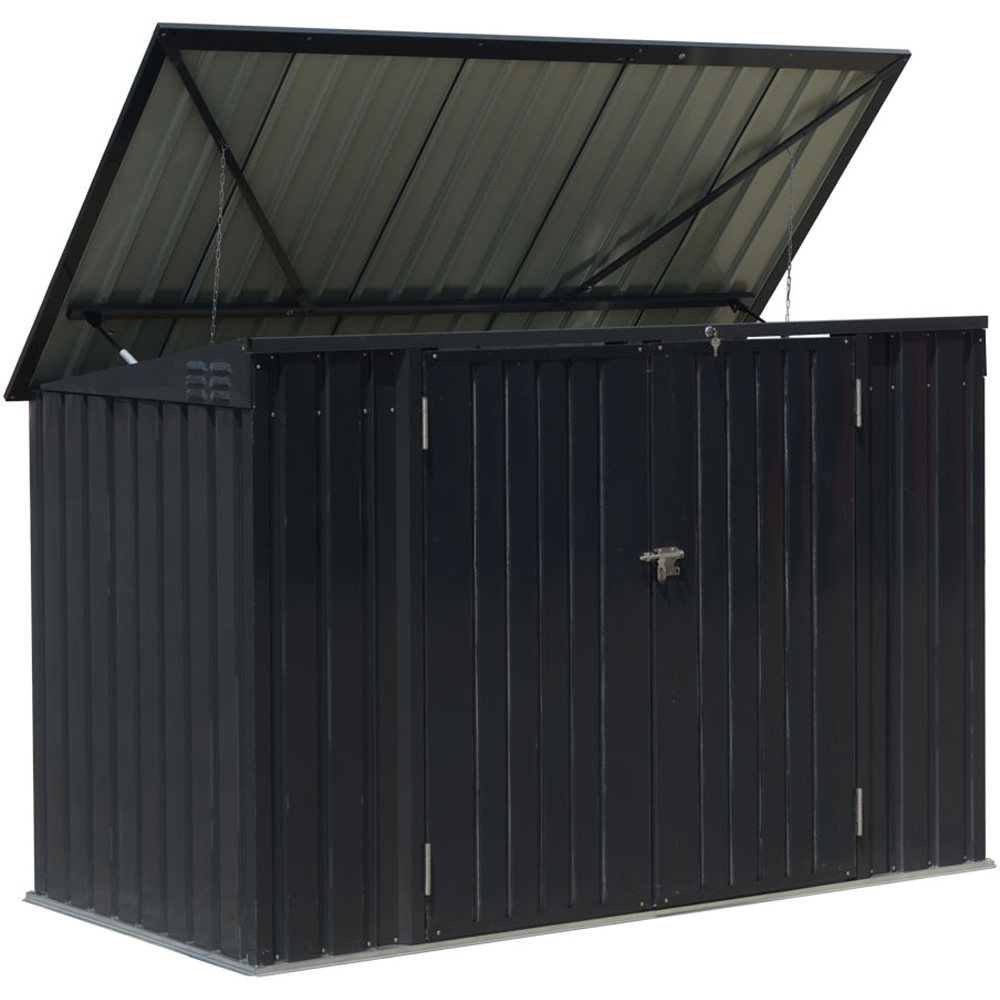 Living and Home 6.2 x 3.7ft Anthracite Zinc Steel Wheelie Bin Outdoor Storage Shed Image 3