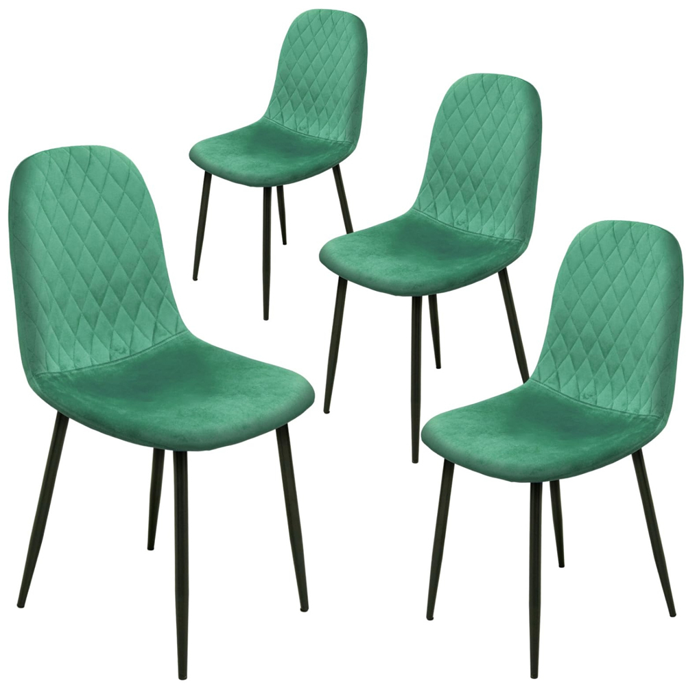 Alivio Set of 4 Green Velvet Dining Chair Image 3