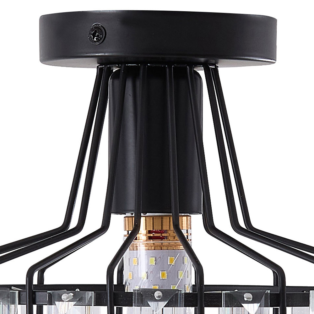 Living and Home E27 Screw Black Crystal Ceiling Light Image 6