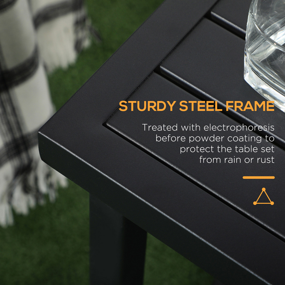 Outsunny Steel Garden Side Table Black Image 5