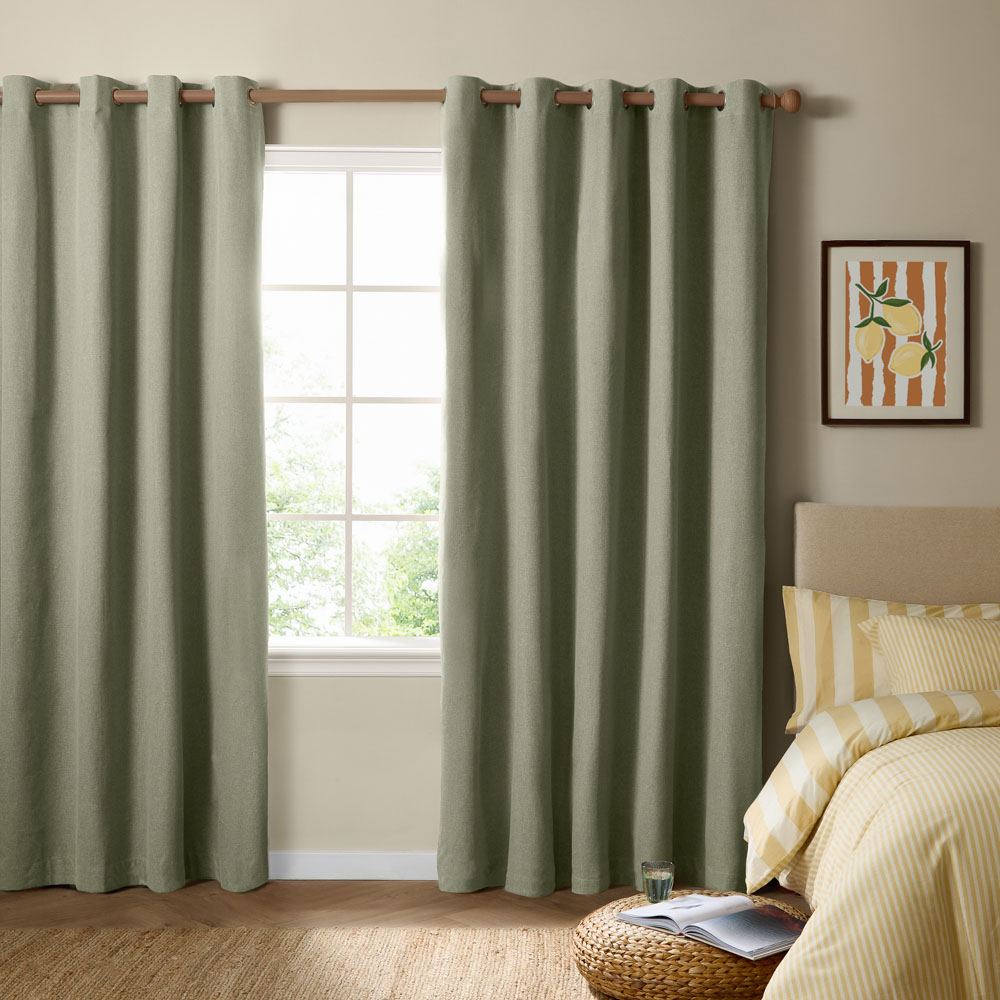 Furn The Ultimate Sage Textured Woven Blackout Eyelet Curtains 168 x 137cm Image 7