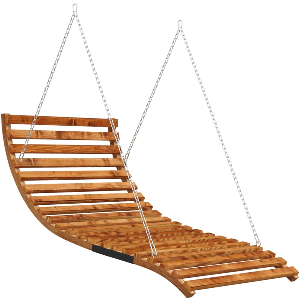 vidaXL Brown and Anthracite Solid Spruce Wood Swing Bed with Canopy Image 3