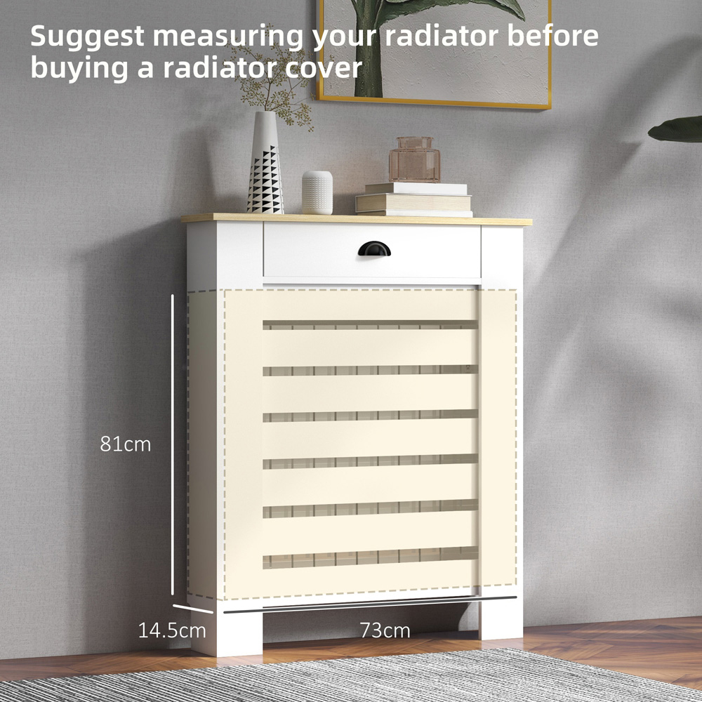 HOMCOM Single Drawer White Horizontal Slat Radiator Cover 955 x 780mm Image 7