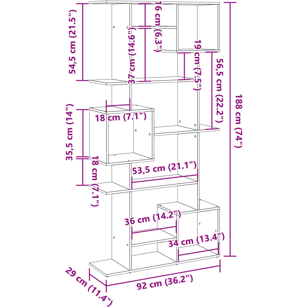 vidaXL 9 Shelf Brown Book Cabinet Image 6
