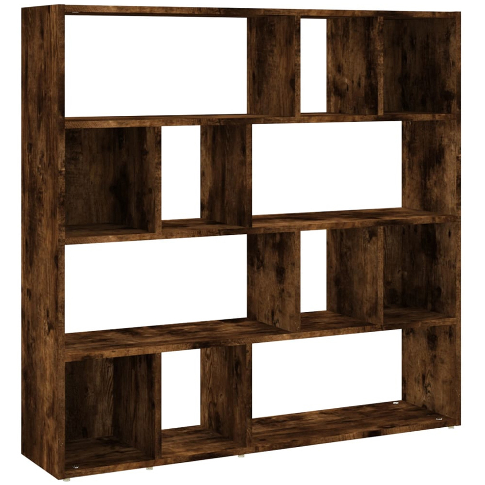 vidaXL 12 Shelf Smoked Oak Bookcase Image 2