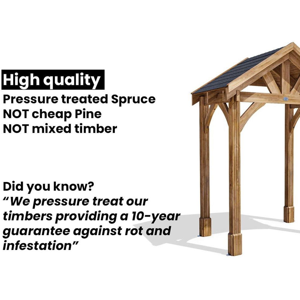 Dunster House Thunderdam 2 x 1.5m Brown Full-Height Porch Canopy with Black Shingle and 4 Posts Image 5
