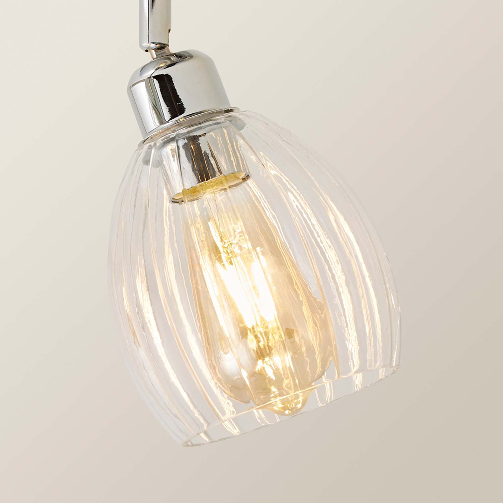 ValueLights Cheltenham Ribbed Shades 2 Way Chrome Adjustable Ceiling Spotlight with Bulbs Image 4