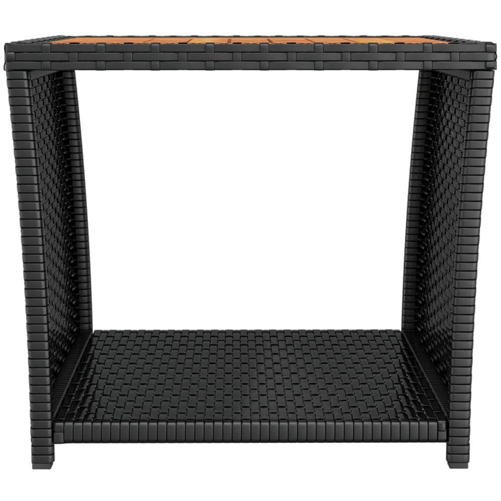 vidaXL Black Polyrattan and Solid Acacia Wood Tea Table Image 3