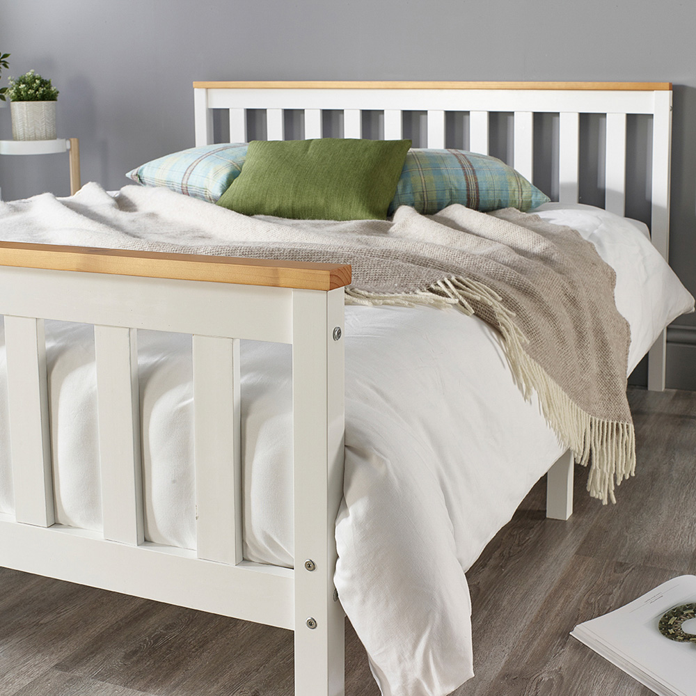 Aspire Atlantic Small Double White with Natural Tops Bed Frame Image 4